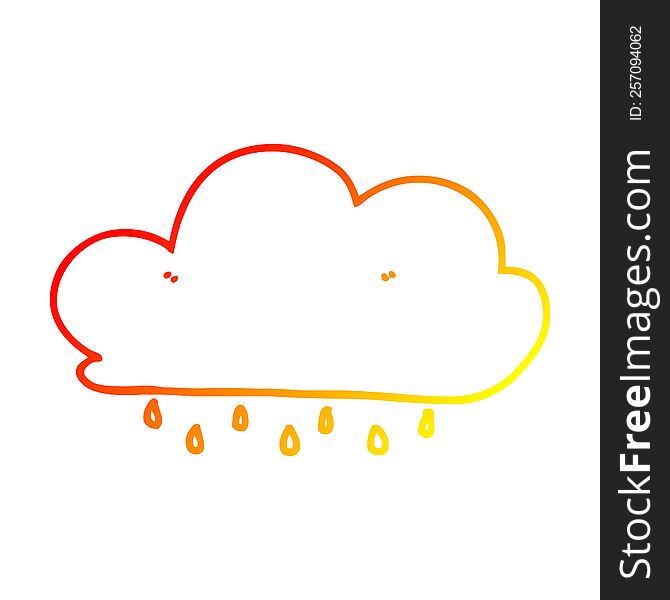 warm gradient line drawing of a cartoon rain cloud