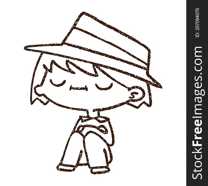 Fashionable Boy Charcoal Drawing