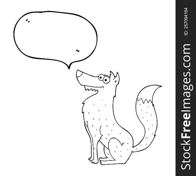 freehand drawn speech bubble cartoon wolf