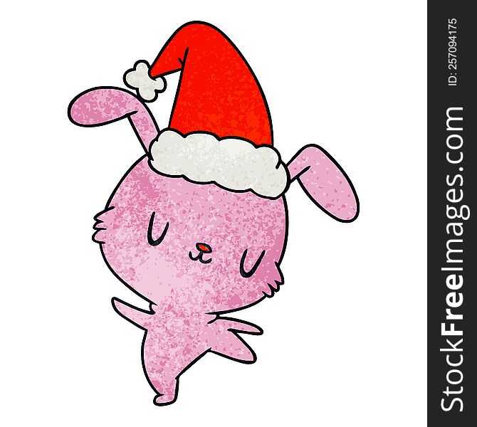 christmas textured cartoon of kawaii rabbit
