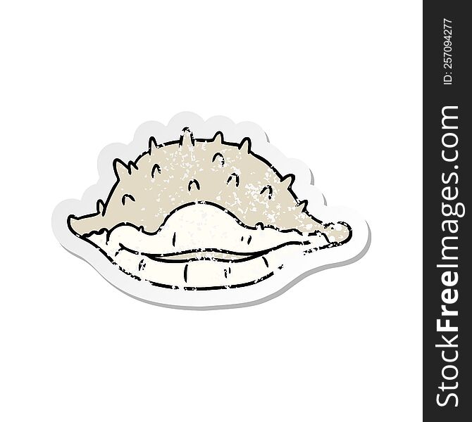 hand drawn distressed sticker cartoon doodle of a sea shell