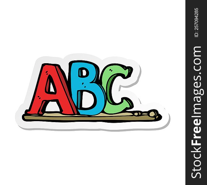 sticker of a cartoon ABC letters
