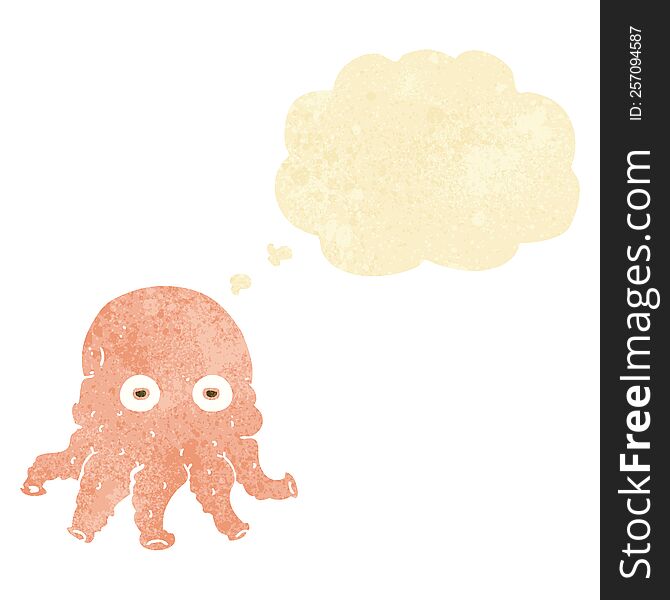 Cartoon Alien Squid Face With Thought Bubble