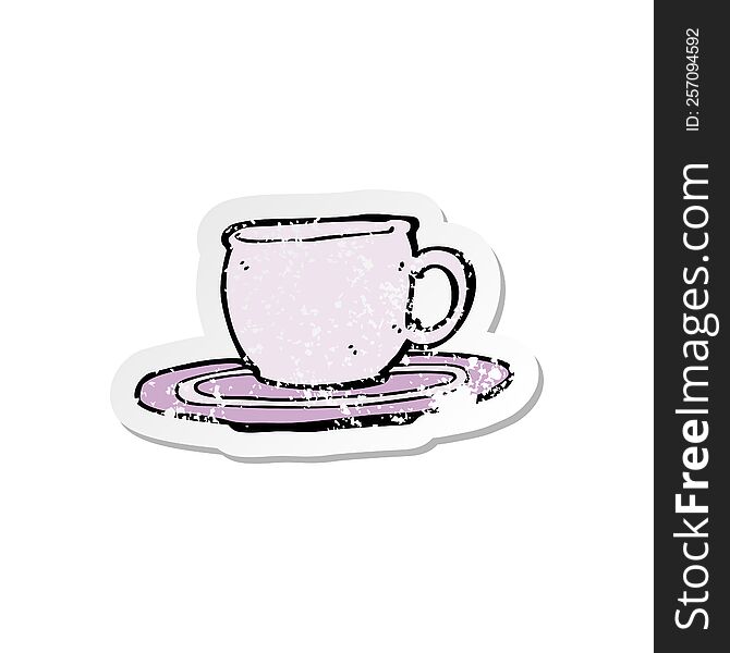 retro distressed sticker of a cartoon tea cup