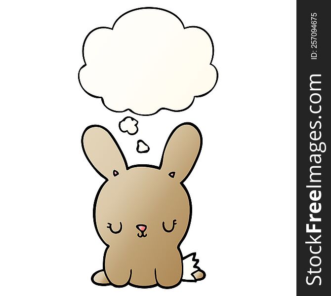 Cute Cartoon Rabbit And Thought Bubble In Smooth Gradient Style