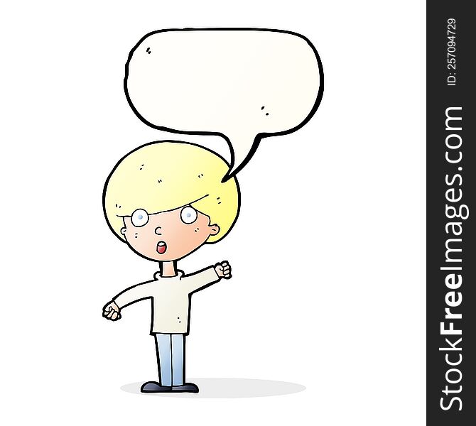 Cartoon Shocked Boy With Speech Bubble