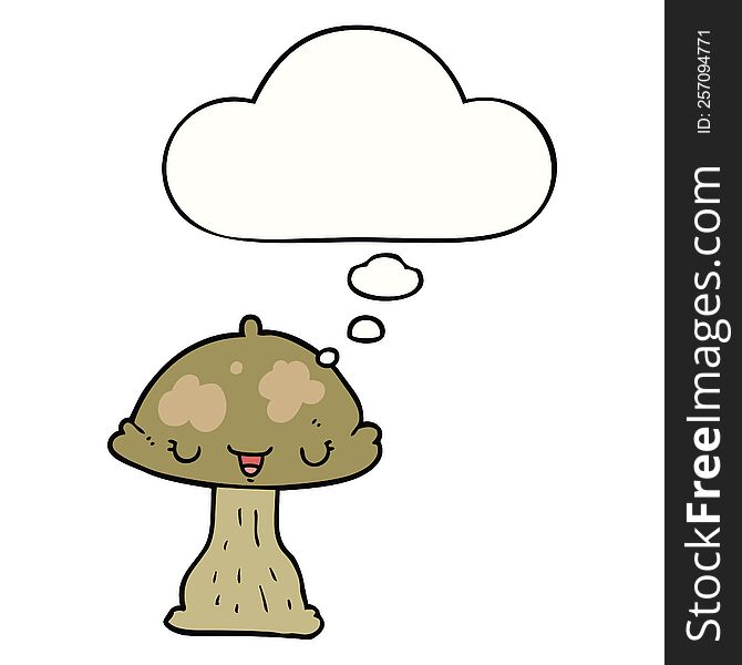 cartoon toadstool with thought bubble. cartoon toadstool with thought bubble
