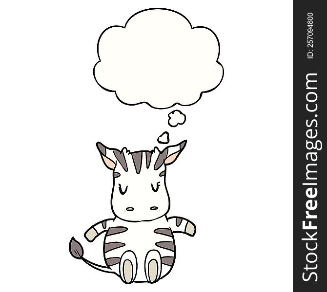 Cartoon Zebra And Thought Bubble