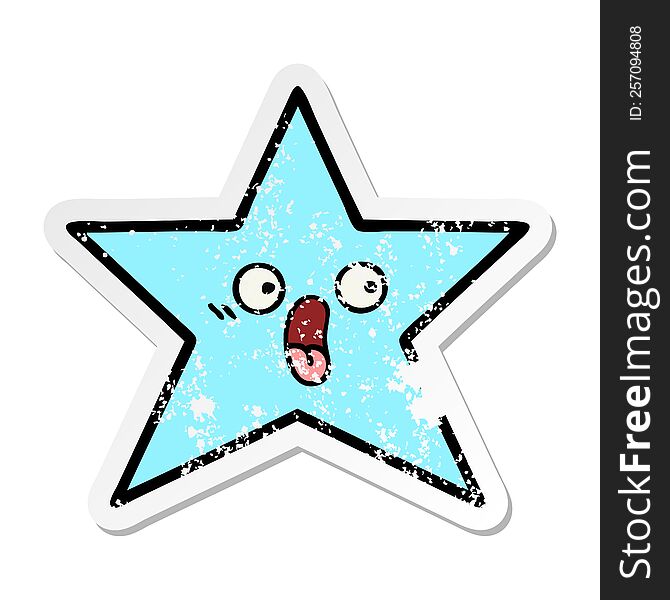 Distressed Sticker Of A Cute Cartoon Star Fish