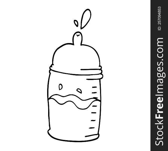 line drawing cartoon baby bottle