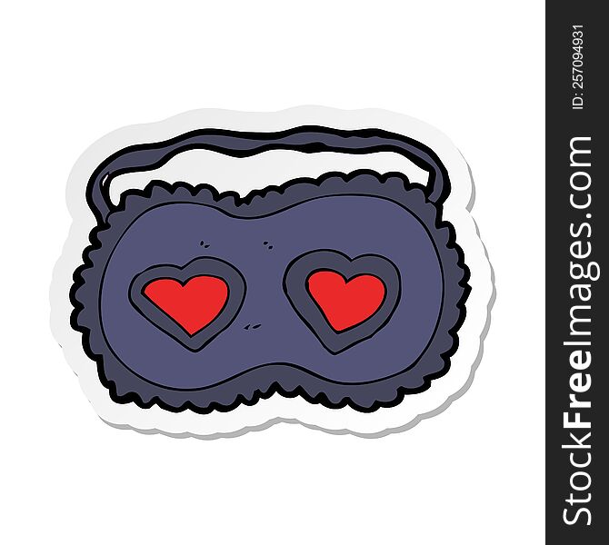 sticker of a cartoon sleeping mask with love hearts