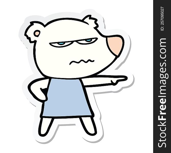 Sticker Of A Cartoon Angry Bear Polar Girl Pointing