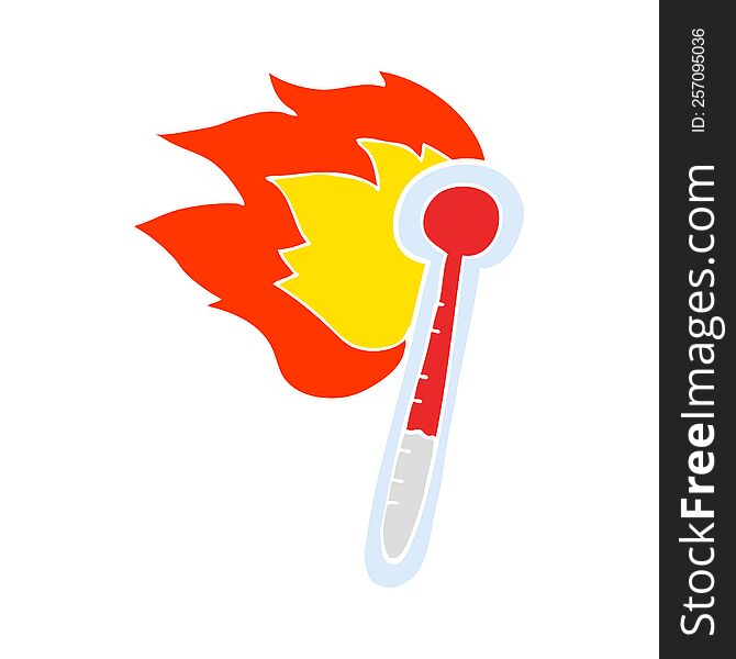 flat color illustration of a cartoon temperature gauge getting too hot