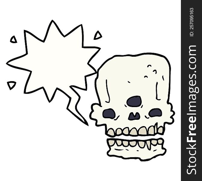 Cartoon Spooky Skull And Speech Bubble