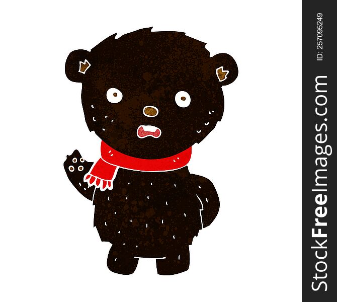 Cartoon Black Bear Wearing Scarf