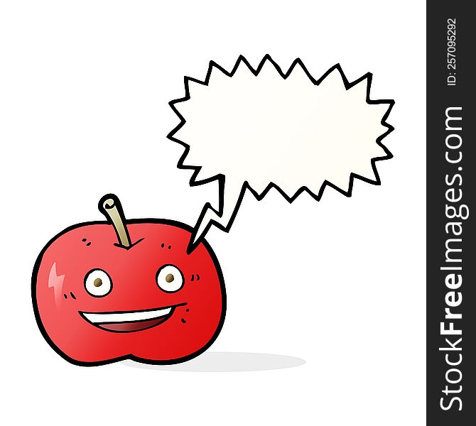 Cartoon Shiny Apple With Speech Bubble