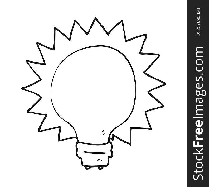 black and white cartoon light bulb