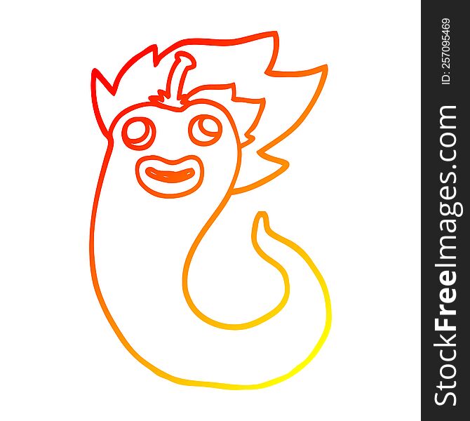 warm gradient line drawing of a cartoon hot chilly