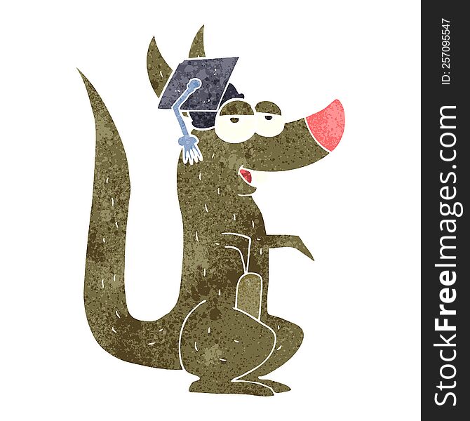 Retro Cartoon Kangaroo With Graduation Cap