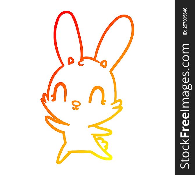 Warm Gradient Line Drawing Cute Cartoon Rabbit Dancing