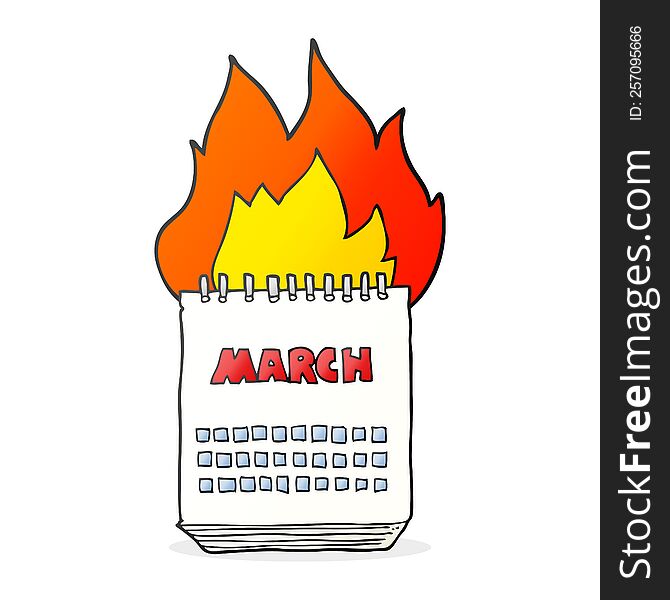 freehand drawn cartoon march calendar