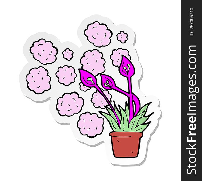 sticker of a cartoon excotic flowers