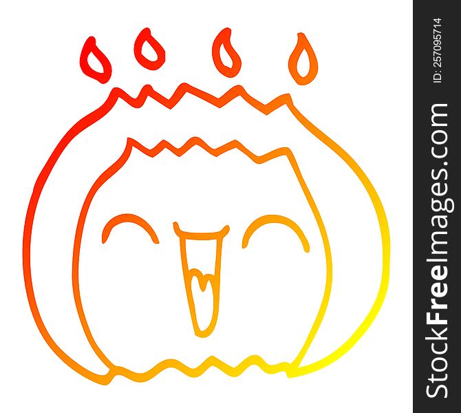 warm gradient line drawing of a cartoon laughing gas flame