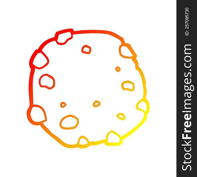 warm gradient line drawing of a cartoon cookie