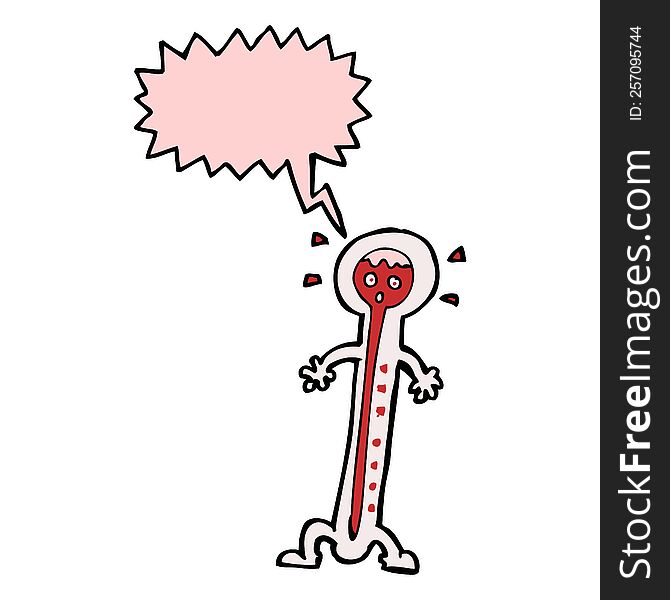 Cartoon Hot Thermometer With Speech Bubble