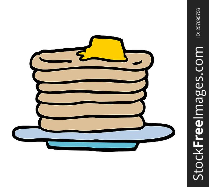 cartoon doodle stack of pancakes