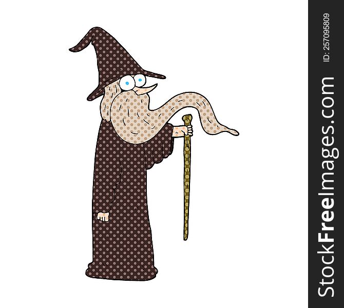 freehand drawn cartoon wizard