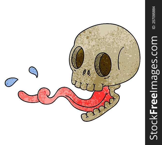 Quirky Hand Drawn Cartoon Skull With Tongue