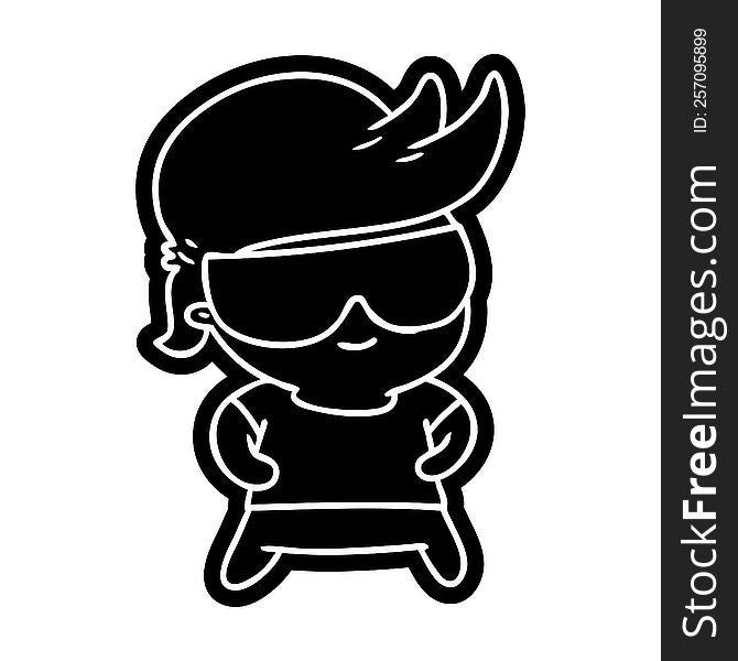 Cartoon Icon Kawaii Kid With Shades