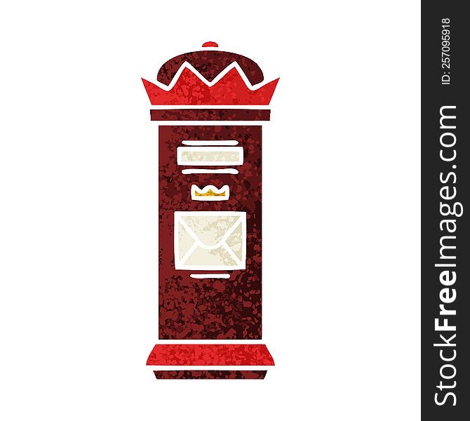 retro illustration style cartoon post box