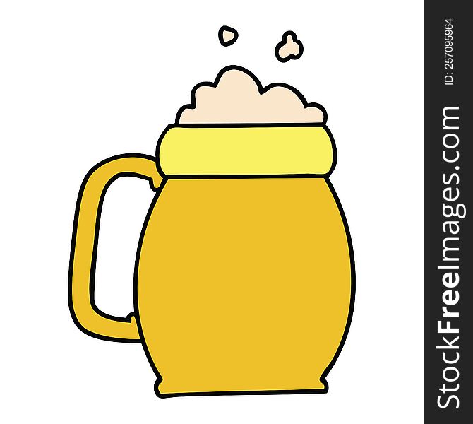 Quirky Hand Drawn Cartoon Pint Of Beer