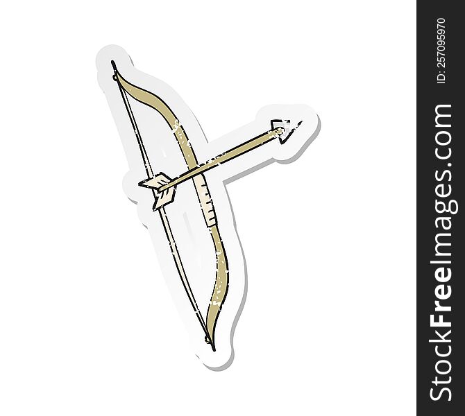 retro distressed sticker of a cartoon bow and arrow