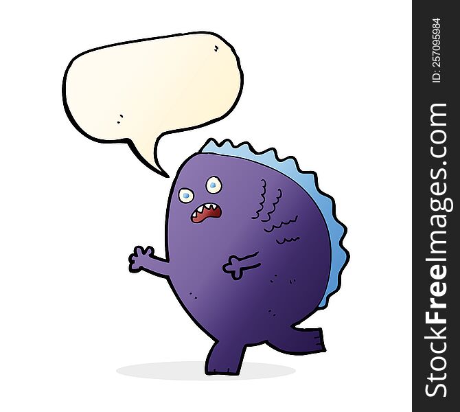Cartoon Monster With Speech Bubble