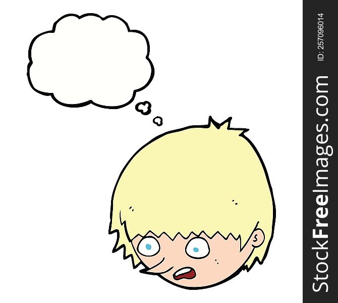 Cartoon Stressed Face With Thought Bubble