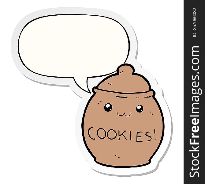 cartoon cookie jar with speech bubble sticker