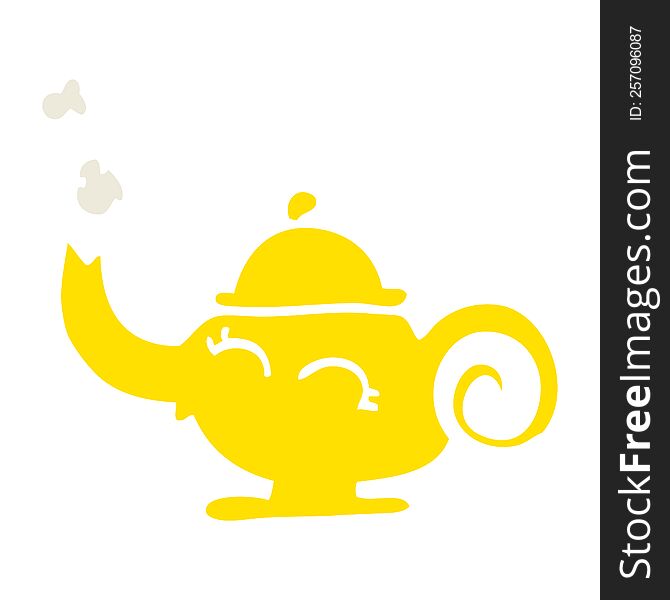 flat color illustration cartoon magic lamp