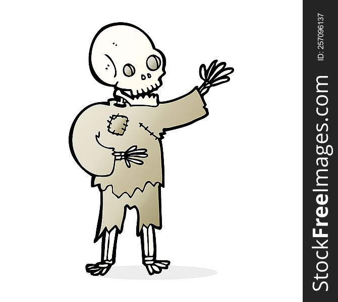 cartoon skeleton waving