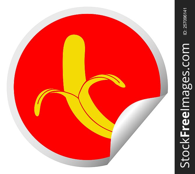 peeling sticker of a quirky cartoon banana