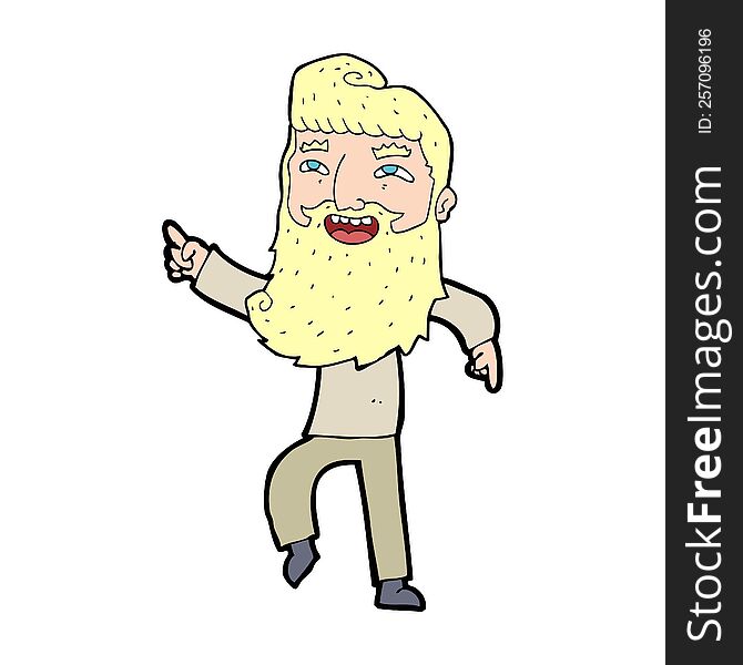 Cartoon Man With Beard Laughing And Pointing
