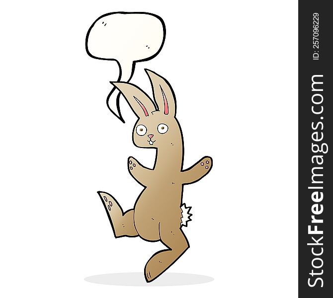 Funny Cartoon Rabbit With Speech Bubble