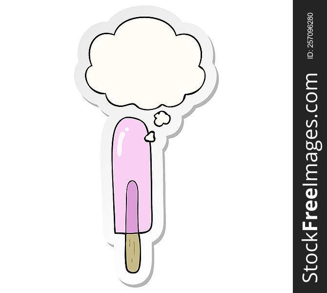 Cartoon Ice Lolly And Thought Bubble As A Printed Sticker