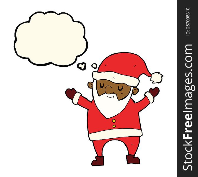 Cartoon Dancing Santa With Thought Bubble