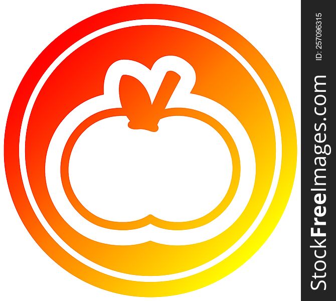 organic apple circular icon with warm gradient finish. organic apple circular icon with warm gradient finish