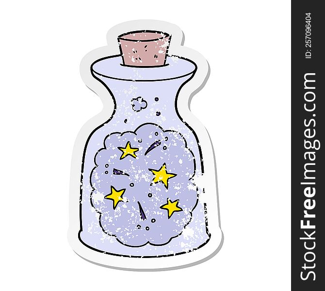 Distressed Sticker Of A Cartoon Magic Potion