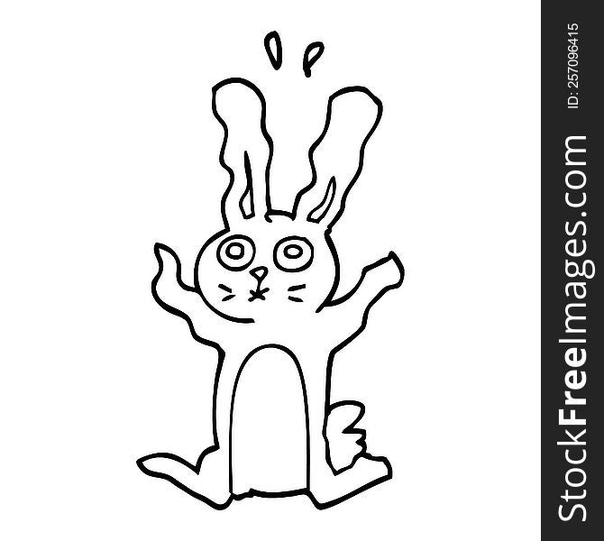 line drawing cartoon frightened bunny