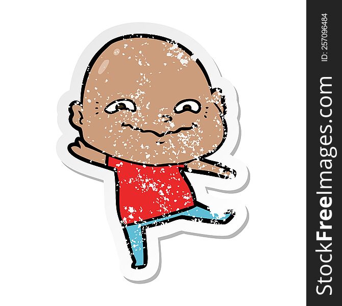 Distressed Sticker Of A Cartoon Creepy Guy